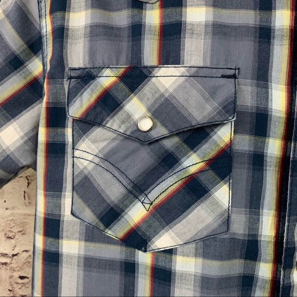 Levi Strauss Blue Plaid Pearl Snap Short Sleeve Shirt - Picture 3 of 8